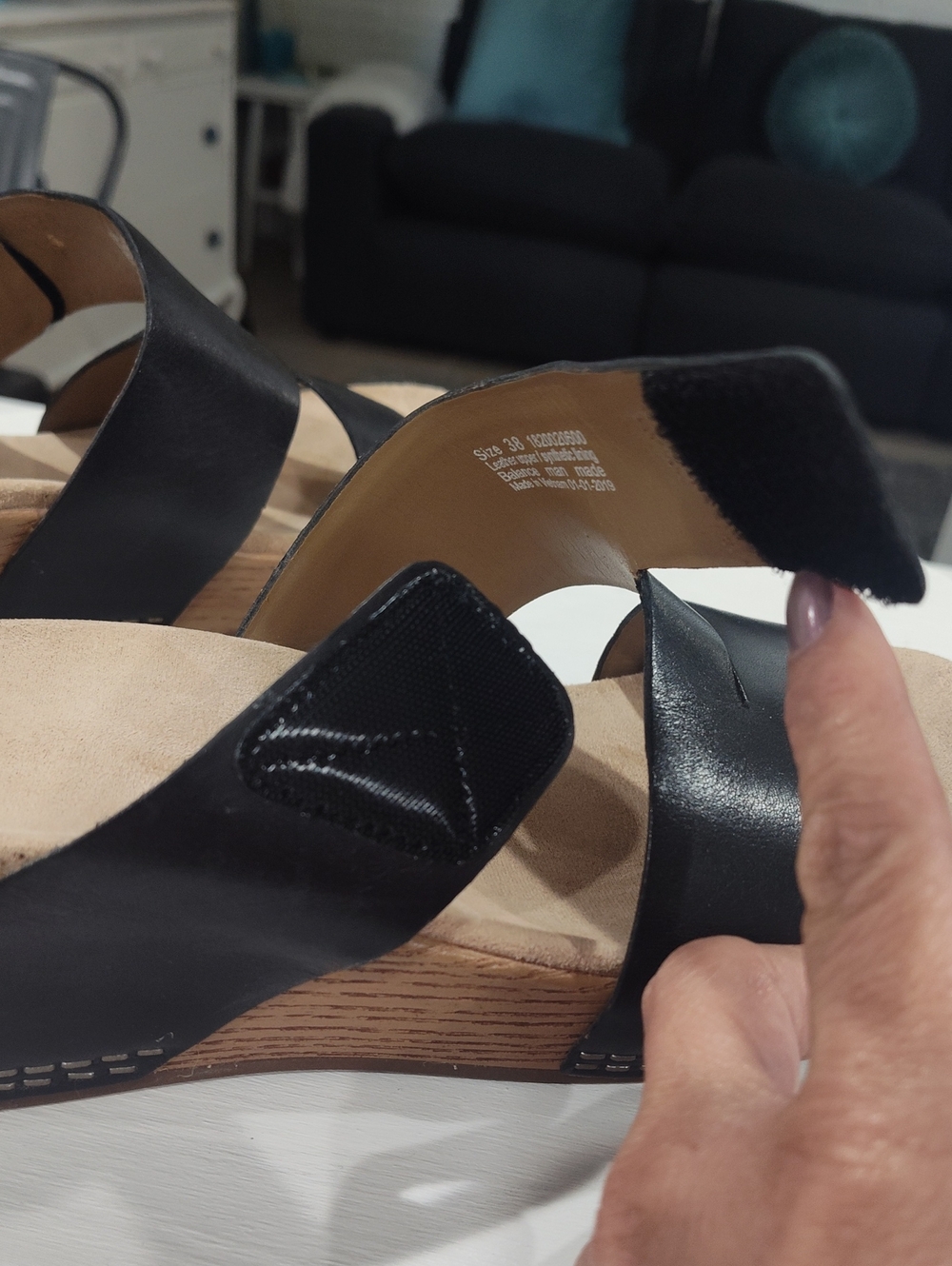 Dansko Lacee Black Leather Wedge Sandals Size 38 - Picture 6 of 8